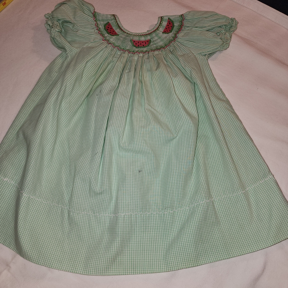 Green Gingham Smocked Dress